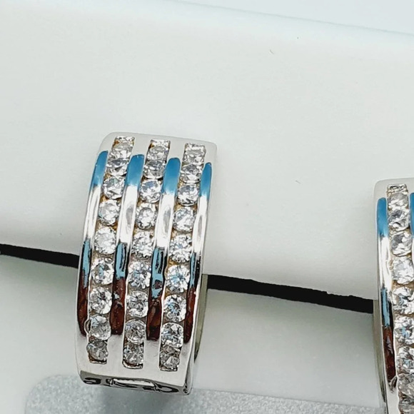 "925 Sterling Silver Cubic Zirconia Earrings, UU1P6A6158 - Picture 5 of 11